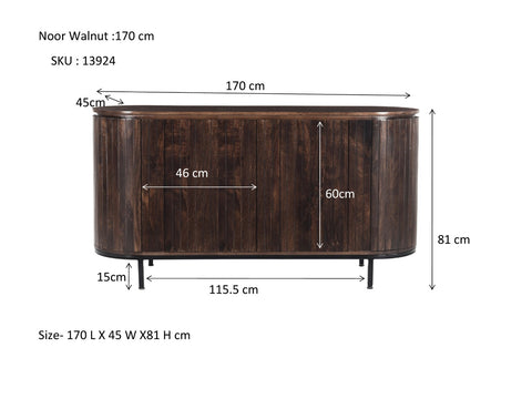 Dressoir Noor Walnoot 170 cm