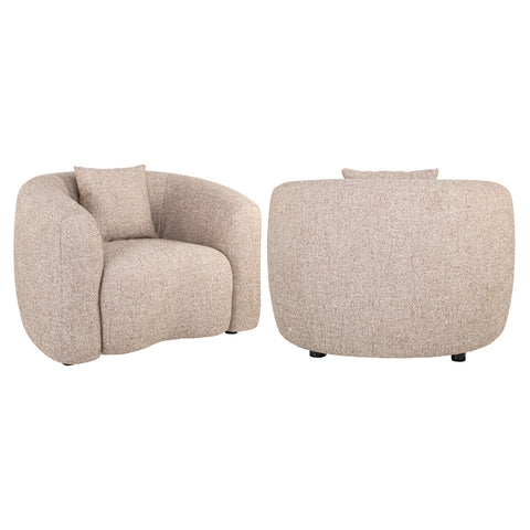 Loungestoel Luxandra zandkleurige tweed vlamvertragend
