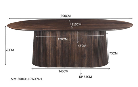 Eetkamertafel Salvator Walnoot 300 cm