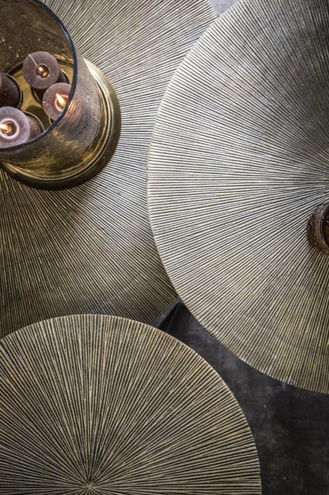 Kae Gouden aluminium en zwart ijzeren ronde salontafel S
