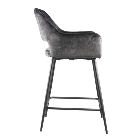 Fal LOW fluwelen barkruk antraciet zwart metaal Le (set van 2)