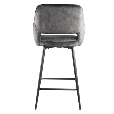 Fal LOW fluwelen barkruk antraciet zwart metaal Le (set van 2)