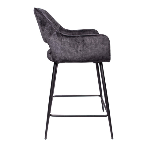 Fal LOW fluwelen barkruk antraciet zwart metaal Le (set van 2)