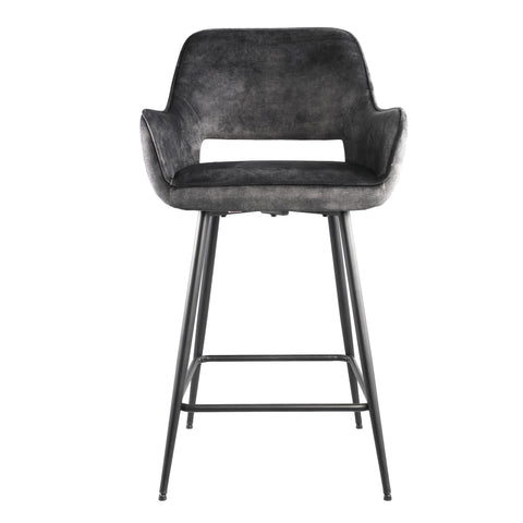 Fal LOW fluwelen barkruk antraciet zwart metaal Le (set van 2)