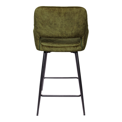 Fal LOW groene velvet barstoel met zwarte metalen poot KD (set van 2)