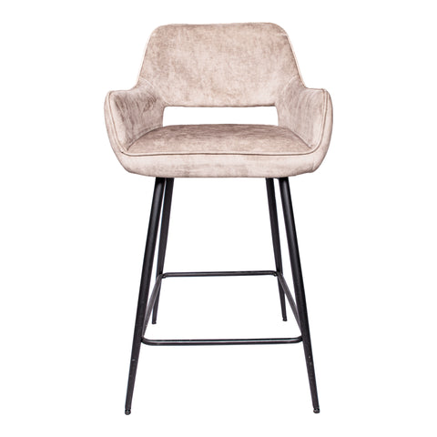 Fal LOW fluwelen kaki barkruk met zwarte metalen poot, KD (set van 2)