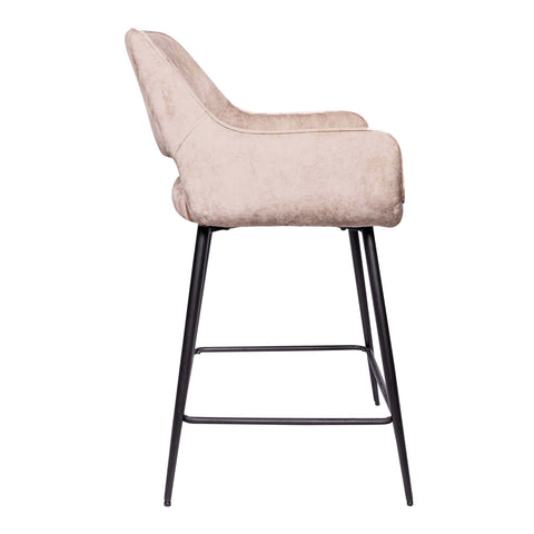 Fal LOW fluwelen kaki barkruk met zwarte metalen poot, KD (set van 2)