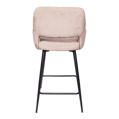 Fal LOW fluwelen kaki barkruk met zwarte metalen poot, KD (set van 2)