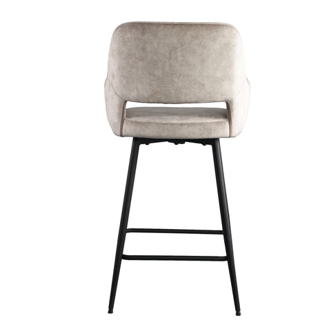 Fal LOW fluwelen kaki barkruk met zwarte metalen poot, KD (set van 2)