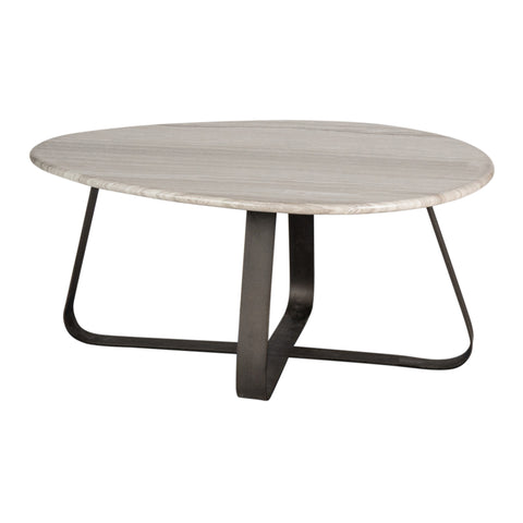 Muka lage salontafel, donkergrijs onderstel, wit marmer