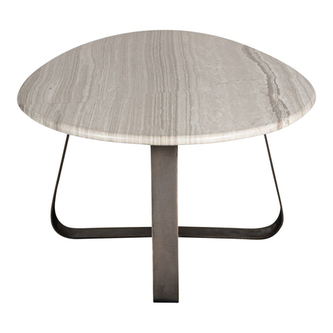 Muka lage salontafel, donkergrijs onderstel, wit marmer
