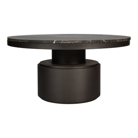 Bregt hoge salontafel, bruin marmeren blad, donkerbruin onderstel