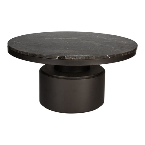 Bregt hoge salontafel, bruin marmeren blad, donkerbruin onderstel