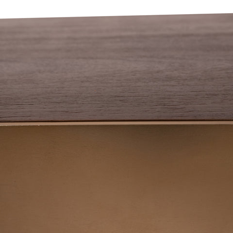 Warren salontafel 90x90x31 bruin hout goudkleurig metaal