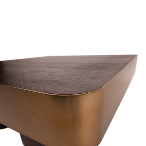 Warren salontafel 90x90x31 bruin hout goudkleurig metaal