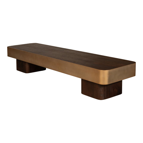 Warren salontafel 180x45x31 bruin hout goudkleurig metaal