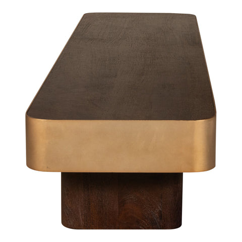 Warren salontafel 180x45x31 bruin hout goudkleurig metaal