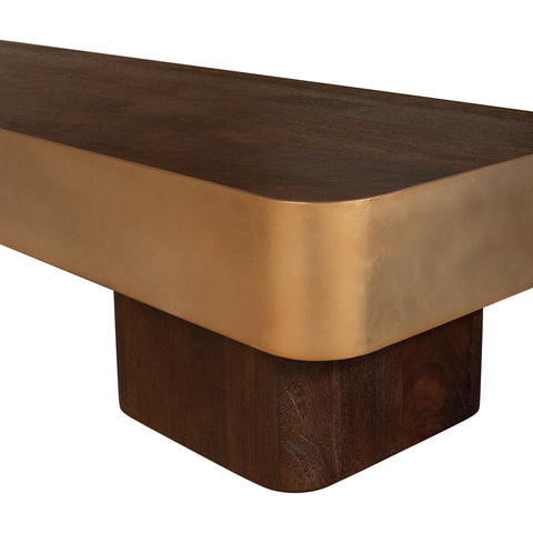 Warren salontafel 180x45x31 bruin hout goudkleurig metaal