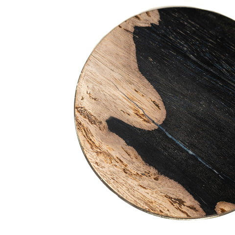 Mody zwarte bijzettafel van versteend hout op ronde voet
