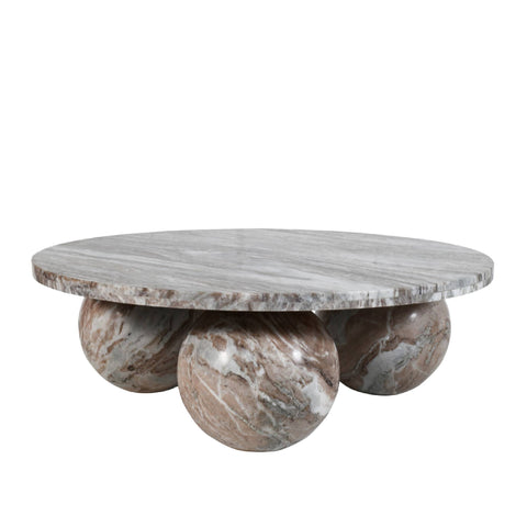 Diro beige marmeren ronde salontafel met 3 bollen