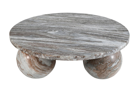 Diro beige marmeren ronde salontafel met 3 bollen
