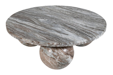 Diro beige marmeren ronde salontafel met 3 bollen