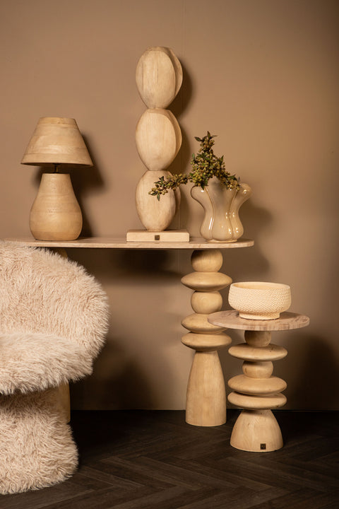 Callain Naturel Mangohouten Ovale Marmeren wandtafel