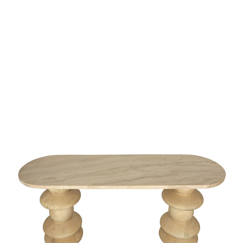 Callain Naturel Mangohouten Ovale Marmeren wandtafel