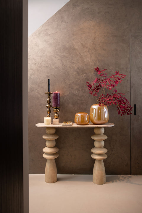 Callain Naturel Mangohouten Ovale Marmeren wandtafel