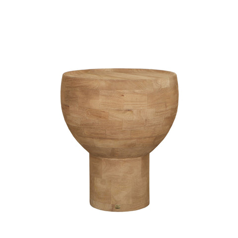 Erno naturel mangohouten ronde bijzettafel met onderstel