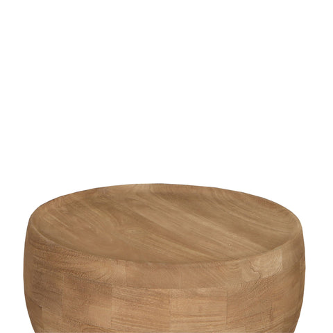 Erno naturel mangohouten ronde bijzettafel met onderstel