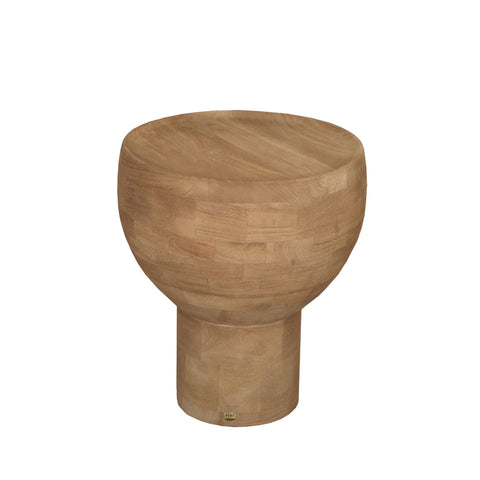 Erno naturel mangohouten ronde bijzettafel met onderstel