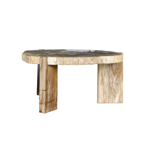 Kayo salontafel van natuurlijk versteend hout, driepoot, hoog