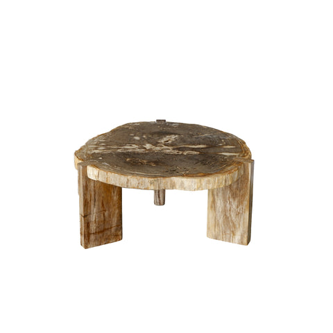 Kayo salontafel van natuurlijk versteend hout, driepoot, hoog