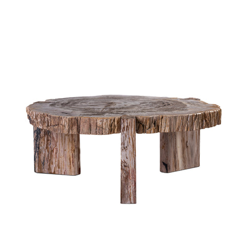 Kayo Natuurlijk Versteend Hout Salontafel, Laag, 3 Poten