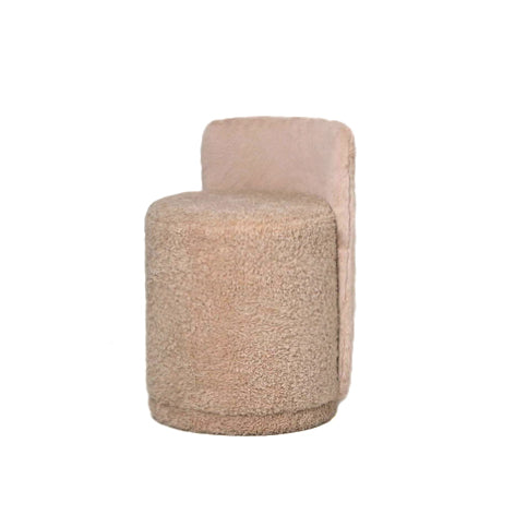 Brandon beige ronde stoffen poef met rugleuning