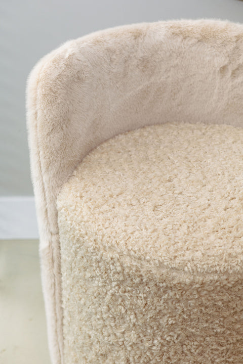 Brandon beige ronde stoffen poef met rugleuning