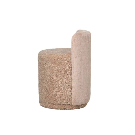 Brandon beige ronde stoffen poef met rugleuning