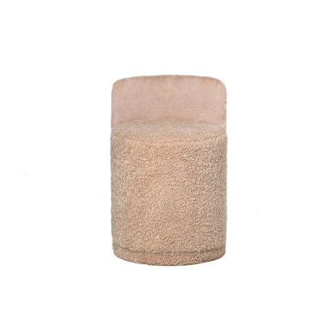 Brandon beige ronde stoffen poef met rugleuning