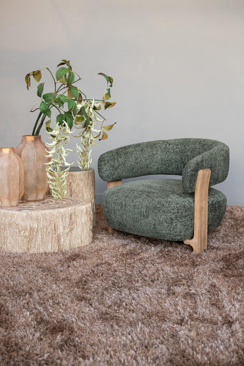 Mire Groen fauteuil Legacy 10 olijfkleurig rubberhout