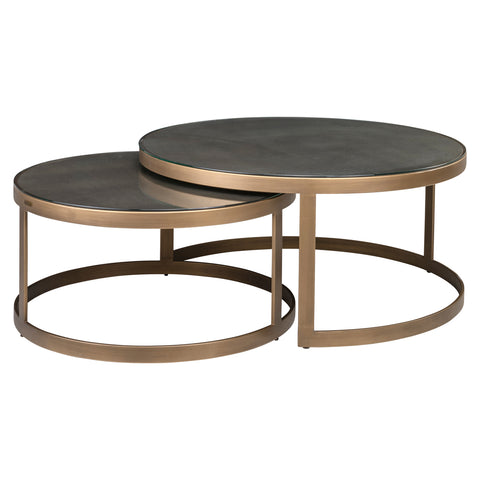 Salontafel Bloomville messing shagreen inclusief glazen bladen (set van 2)