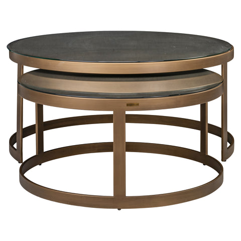 Salontafel Bloomville messing shagreen inclusief glazen bladen (set van 2)
