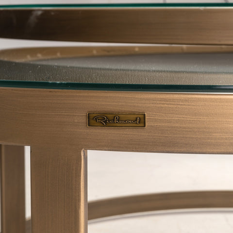 Salontafel Bloomville messing shagreen inclusief glazen bladen (set van 2)