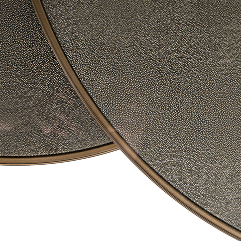 Salontafel Bloomville messing shagreen inclusief glazen bladen (set van 2)