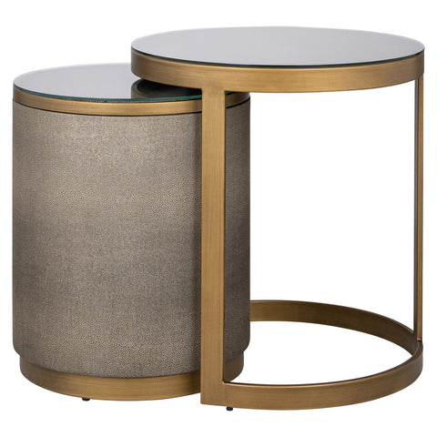 Bijzettafels Bloomville messing shagreen inclusief glas (set van 2)