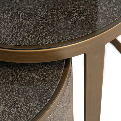 Bijzettafels Bloomville messing shagreen inclusief glas (set van 2)