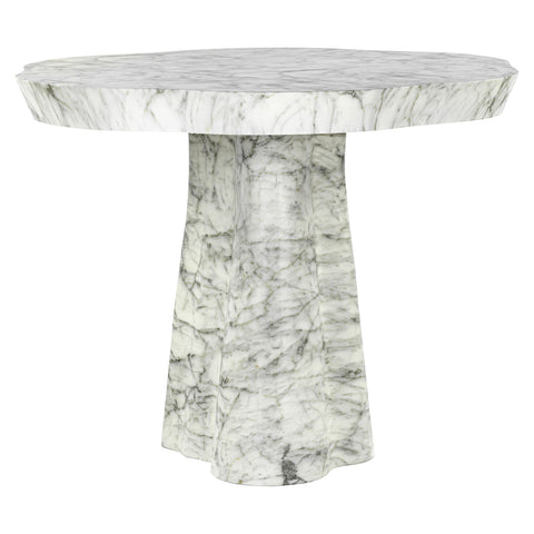 Outdoor eettafel Rockyard met witte marmerlook Ø100