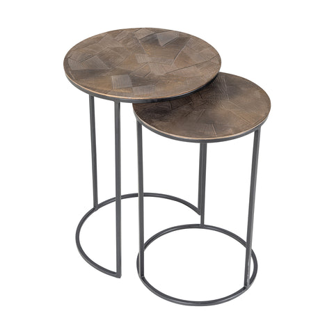 Bijzettafel Tulum geborsteld goud (set van 2)