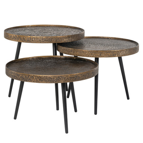 Salontafels Luton zwart/goud (set van 3)