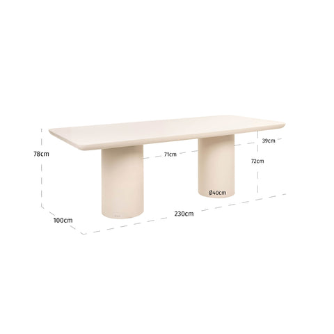 Buiten eettafel Urban Bloom zandsteen 230